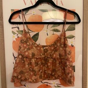 Aritzia Floral Peach Top